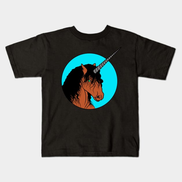 Brown Unicorn Kids T-Shirt by The Artist